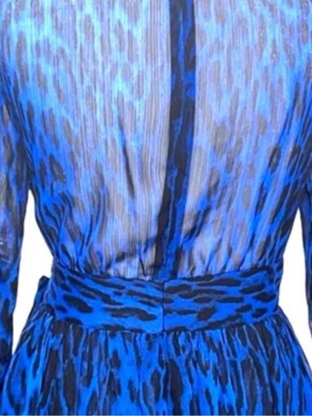 Michael Kors Electric Blue Leopard Print V-Neck Mini Dress - Picture 2 of 8